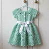 Mint Green Shell Stitch Girl Dress Free Crochet Pattern