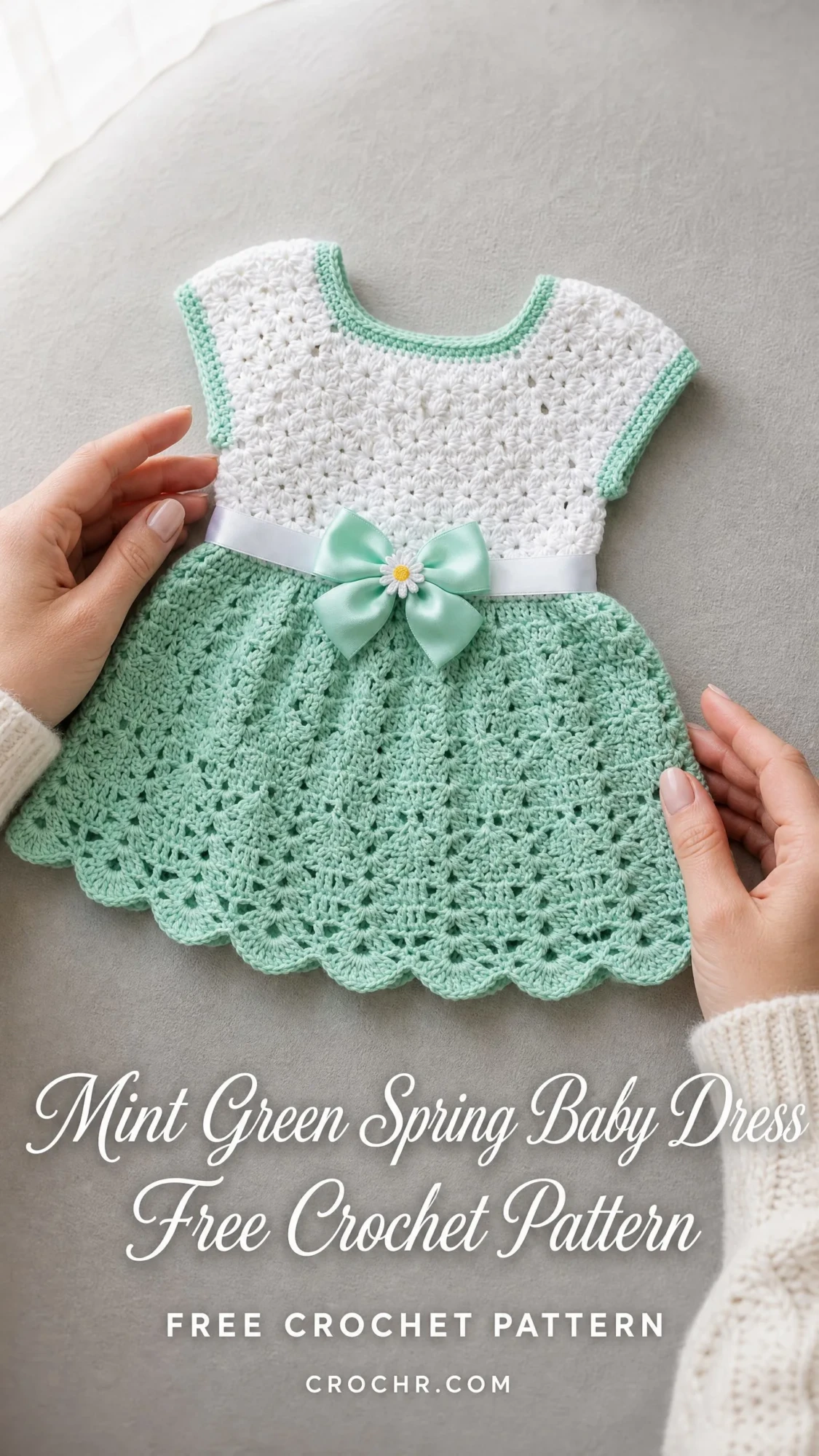 Mint Green Spring Baby Dress Free Crochet Pattern