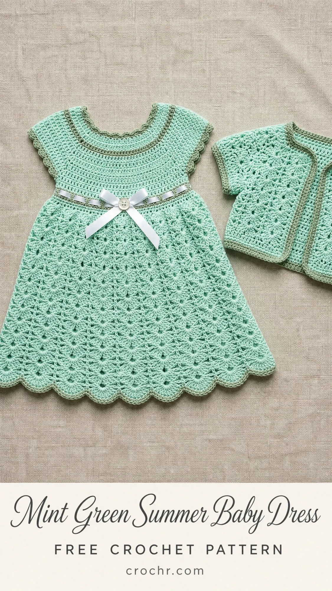 Mint Green Summer Baby Dress Free Crochet Pattern