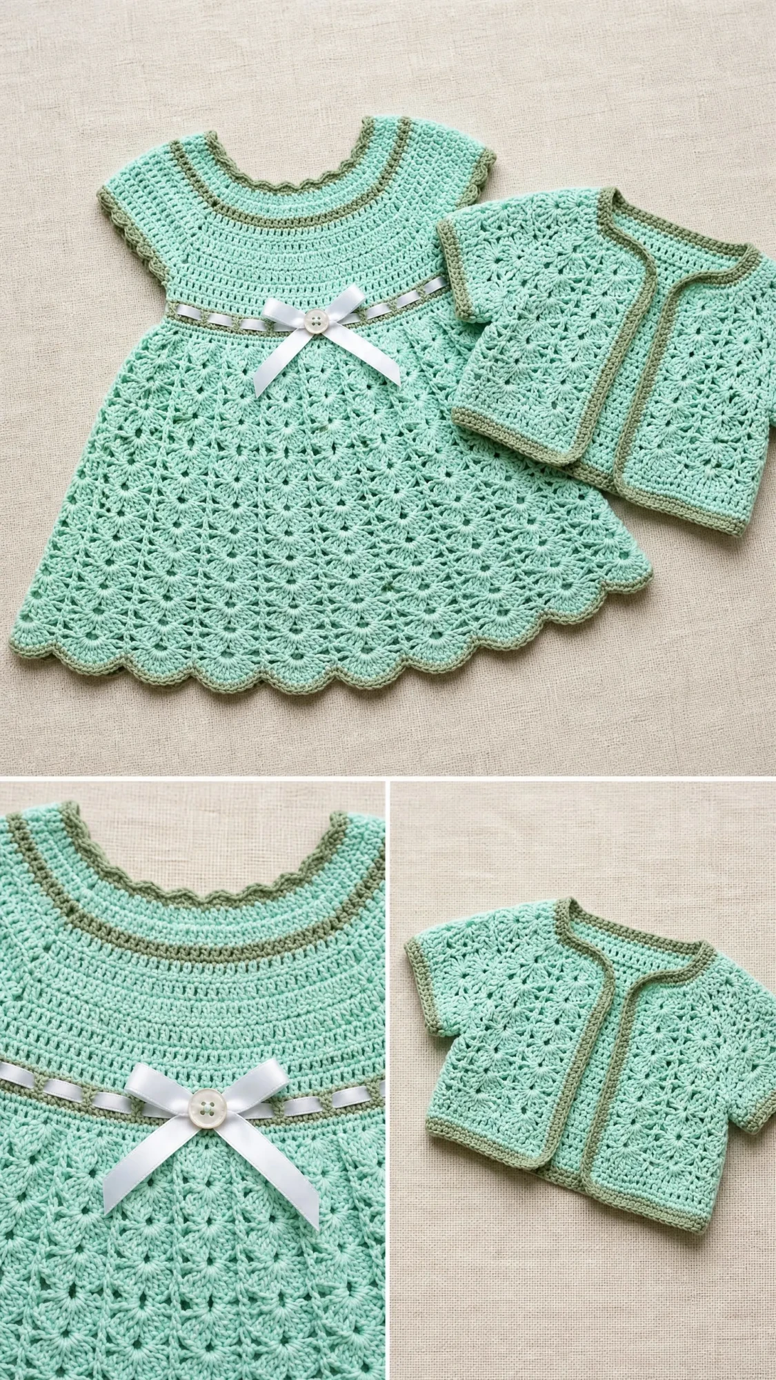 Mint Green Summer Baby Dress Free Crochet Pattern