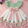Mint Pink Blossom Bow Dress Crochet Pattern