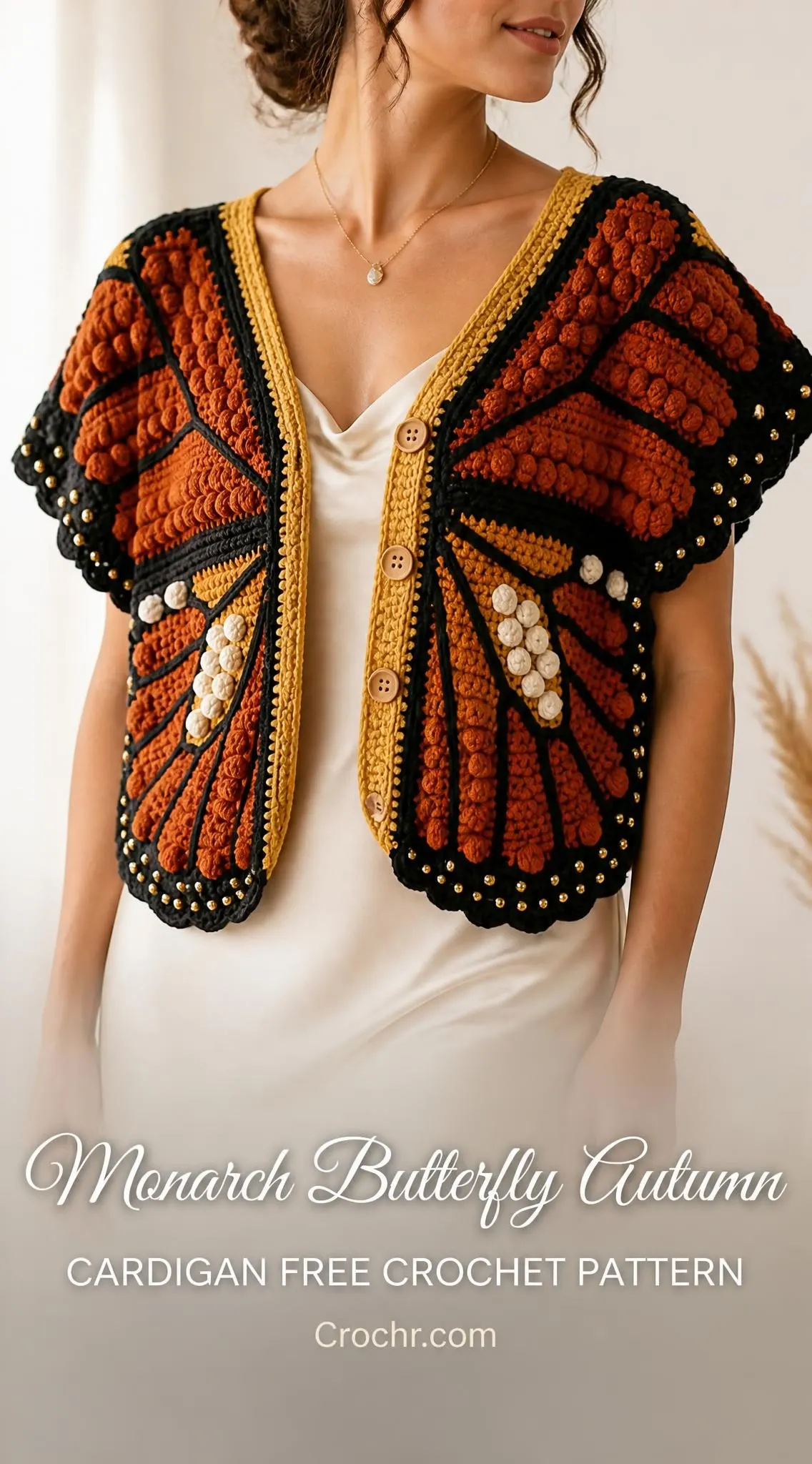 Monarch Butterfly Autumn Cardigan Free Crochet Pattern