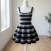 Monochrome Black Flared Mini Dress Free Crochet Pattern