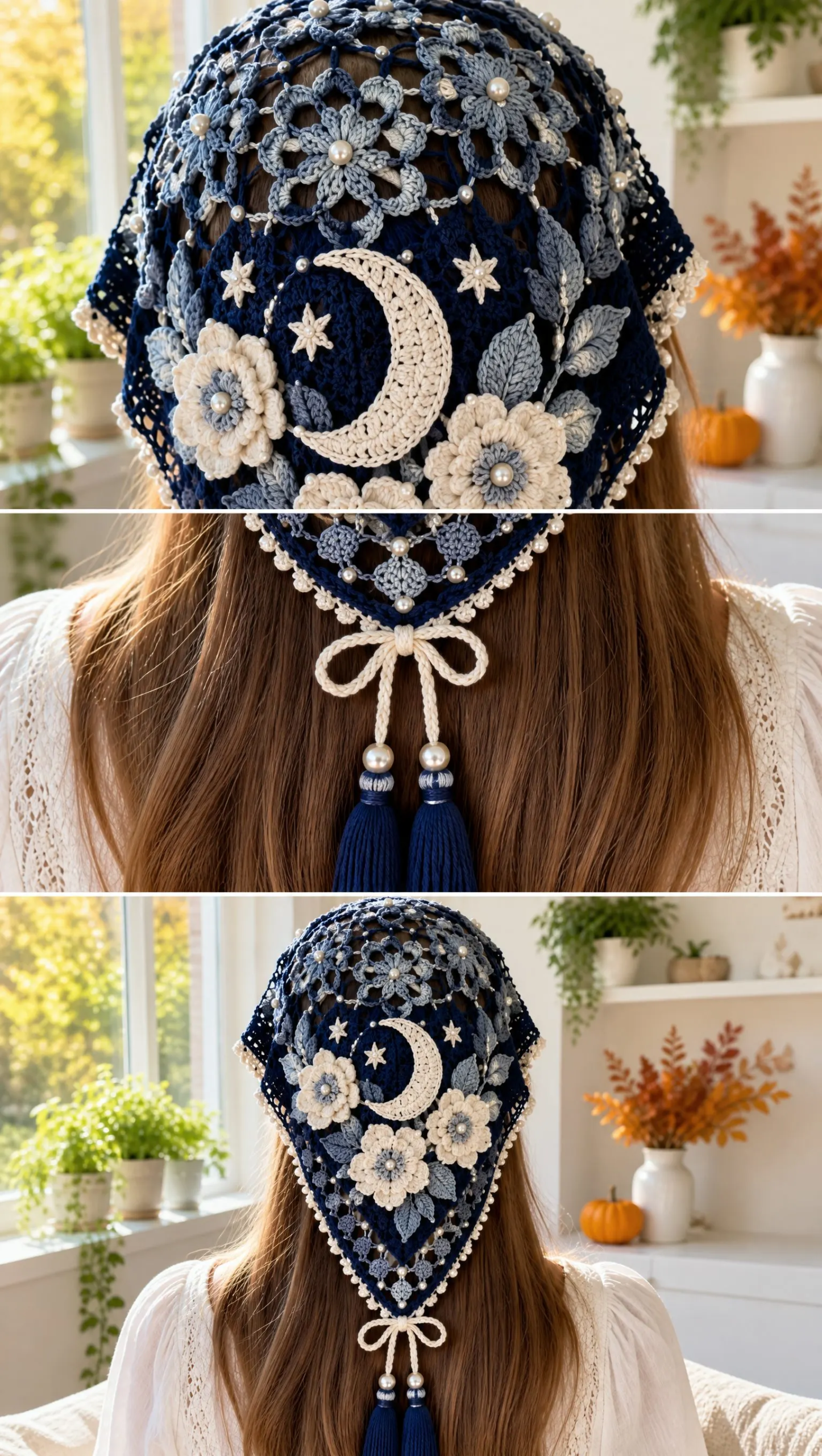 Moonflower Lace Headscarf Crochet Pattern