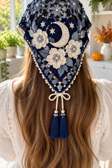 Moonflower Lace Headscarf Crochet Pattern