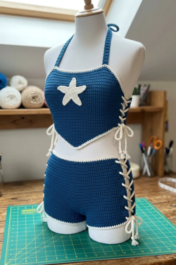 Ocean Blue Beach Crochet Two-Piece Free Pattern