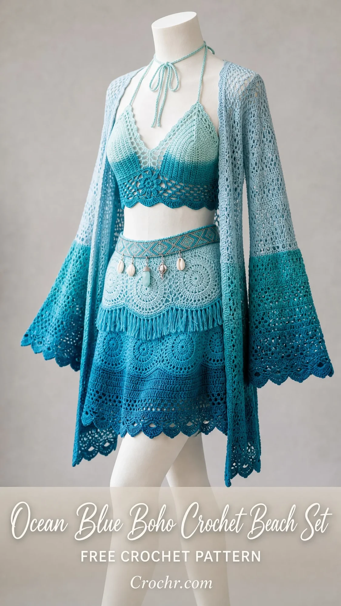 Ocean Blue Boho Crochet Beach Set Free Crochet Pattern