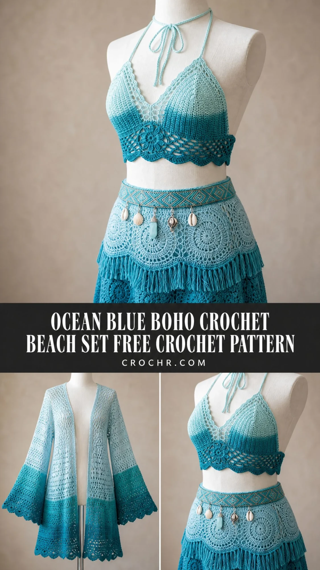 Ocean Blue Boho Crochet Beach Set Free Crochet Pattern