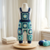 Ocean Blue Granny Square Baby Overalls Free Crochet Pattern