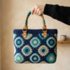 Ocean Blue Granny Square Tote Free Crochet Pattern