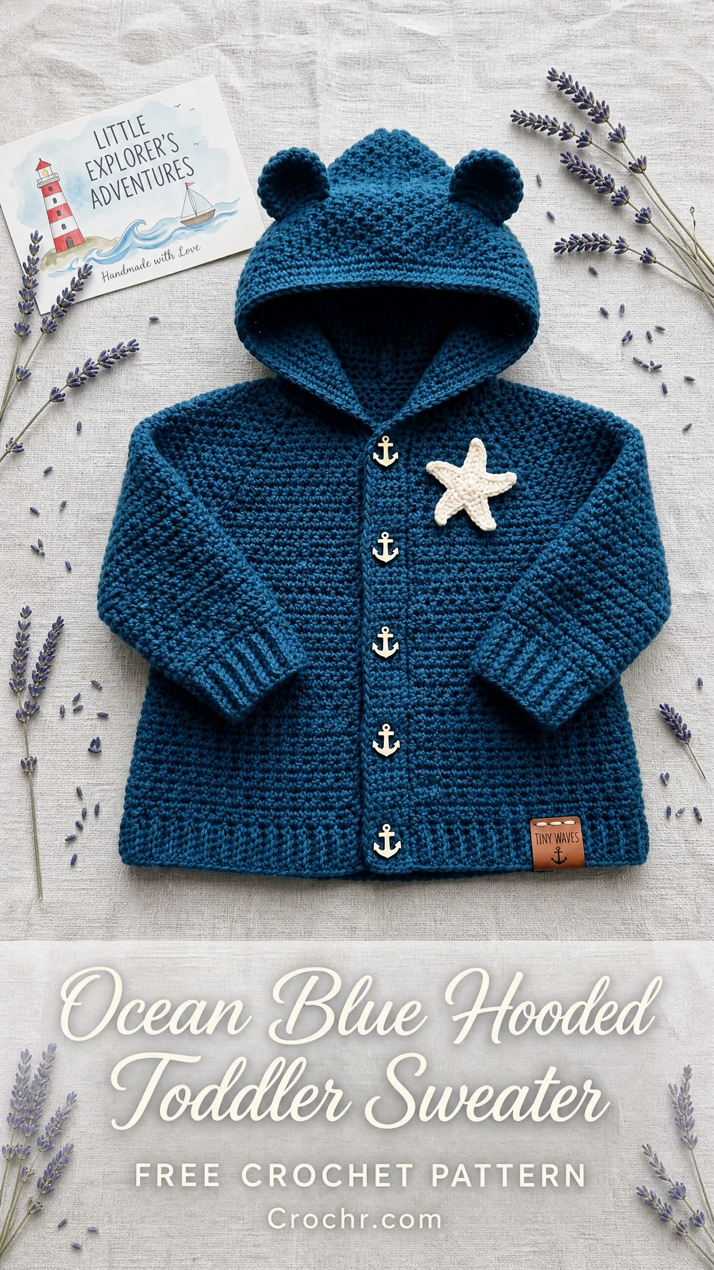Ocean Blue Hooded Toddler Sweater Free Crochet Pattern