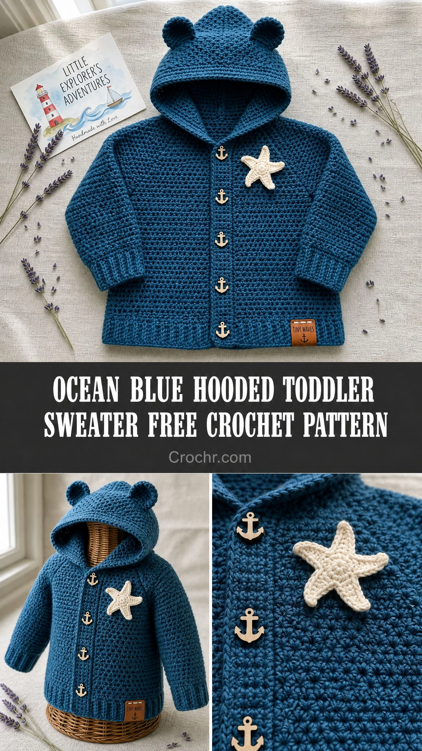Ocean Blue Hooded Toddler Sweater Free Crochet Pattern