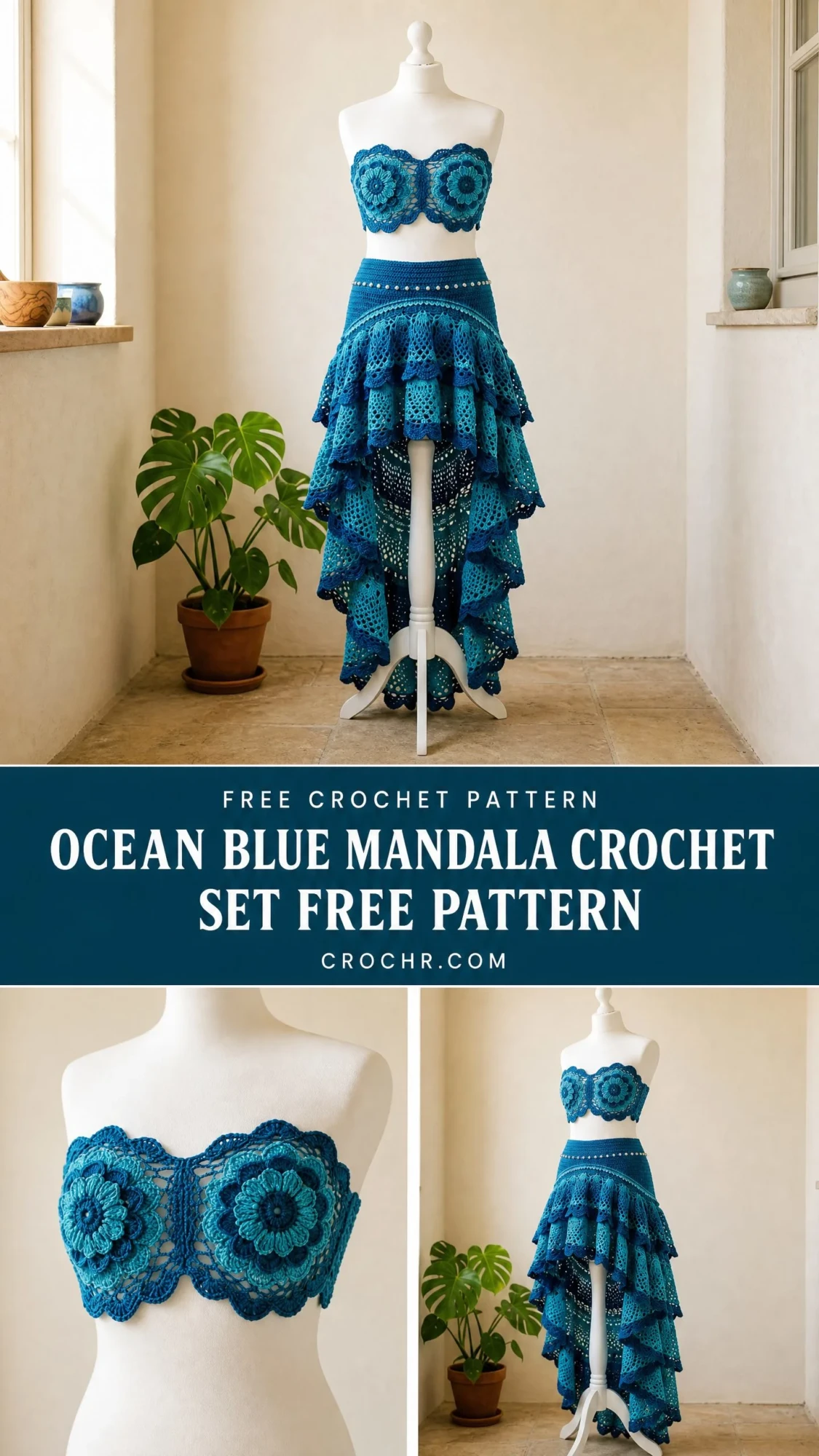 Ocean Blue Mandala Crochet Set Free Pattern
