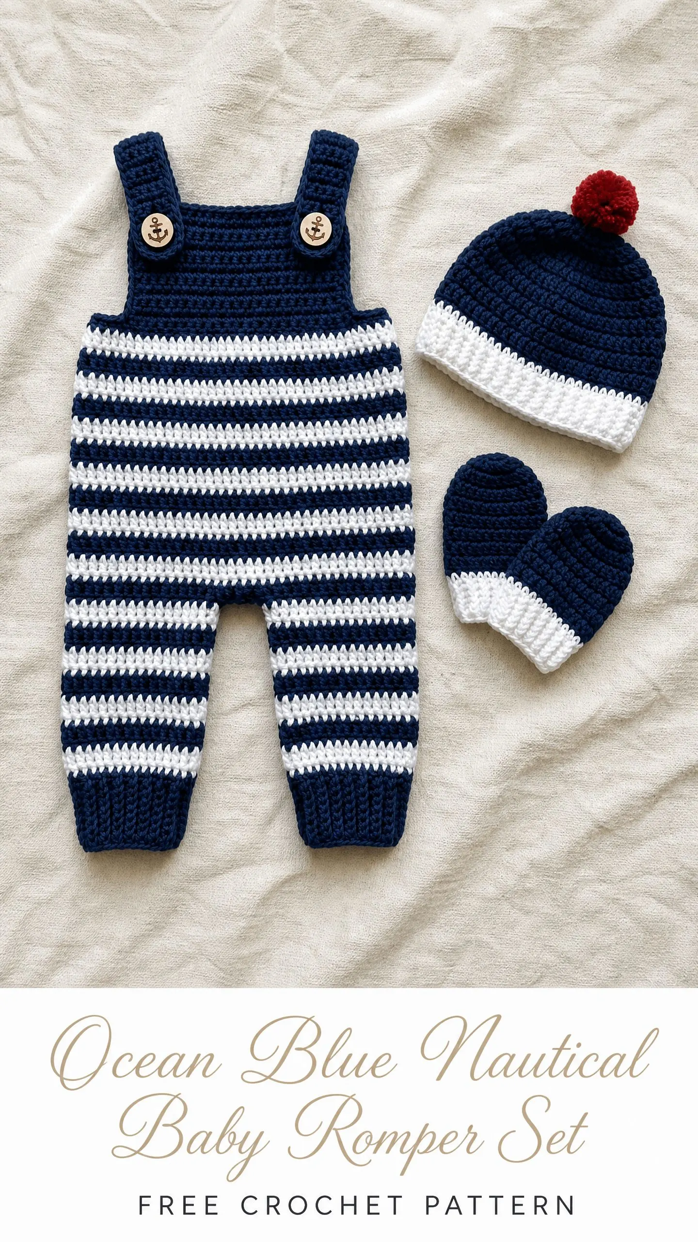 Ocean Blue Nautical Baby Romper Set Free Crochet Pattern