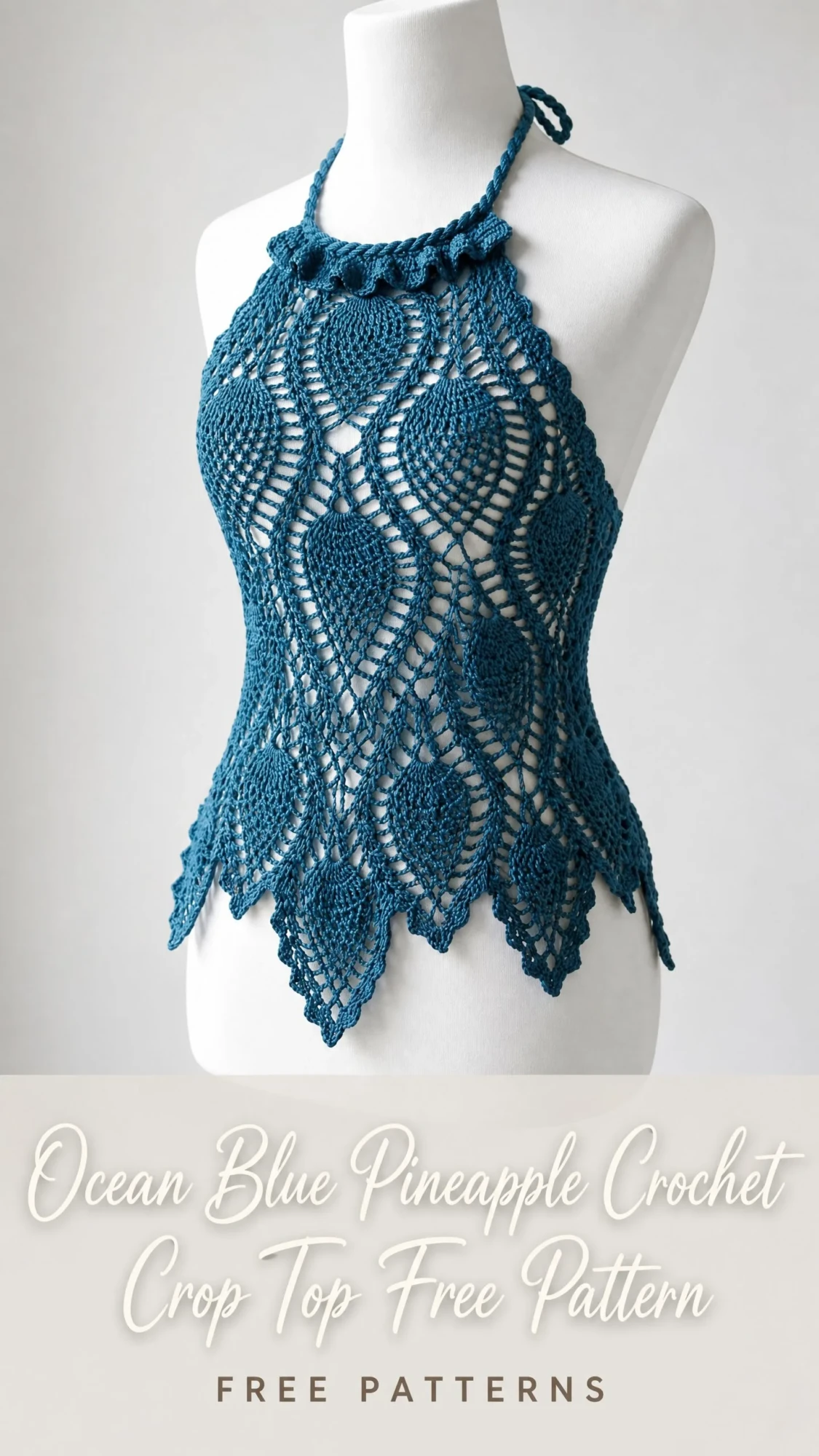Ocean Blue Pineapple Crochet Crop Top Free Pattern