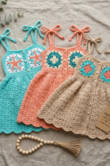 Ocean Breeze Shell Baby Dress Free Crochet Pattern