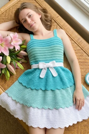 Ocean Breeze Tiered Crochet Dress Free Crochet Pattern