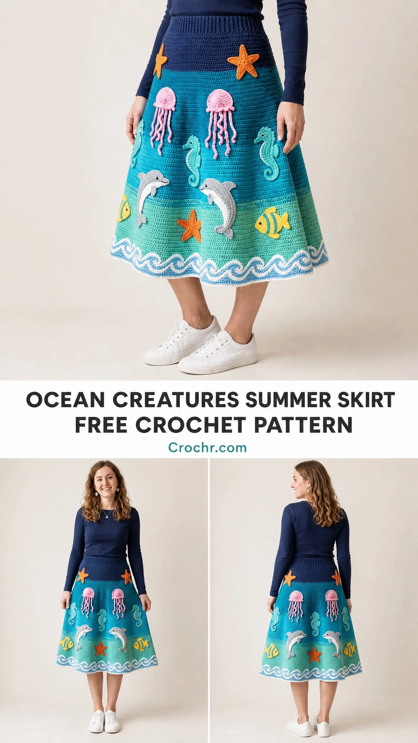 Ocean Creatures Summer Skirt Free Crochet Pattern