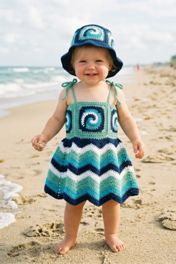 Ocean Wave Baby Sundress Free Crochet Pattern