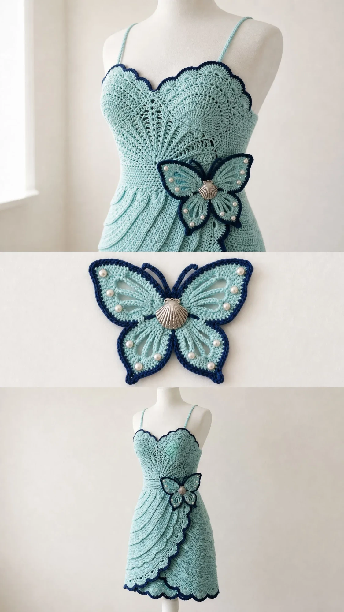 Ocean Wave Butterfly Crochet Dress Free Pattern