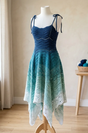 Ocean Wave Fairy Dress Free Crochet Pattern