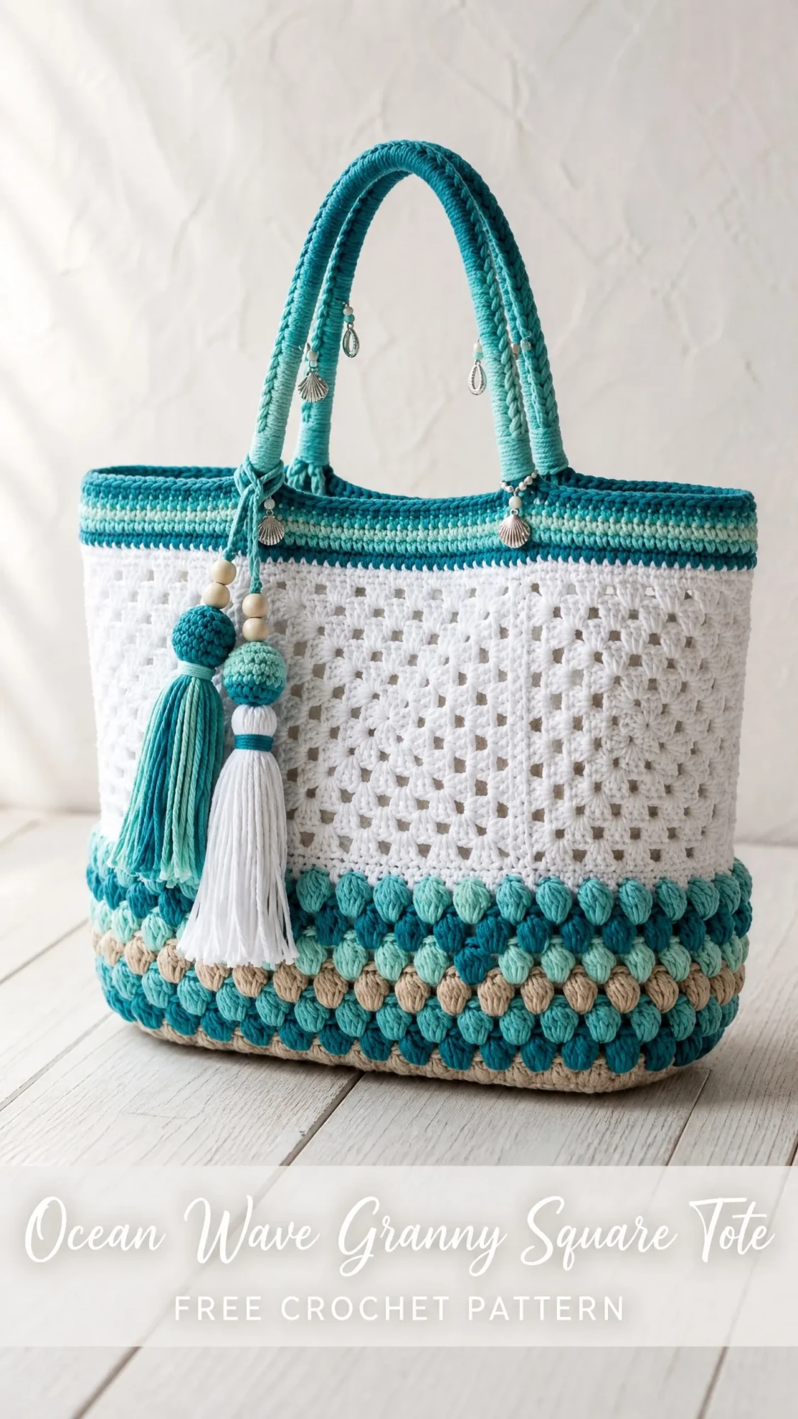 Ocean Wave Granny Square Tote Free Crochet Pattern