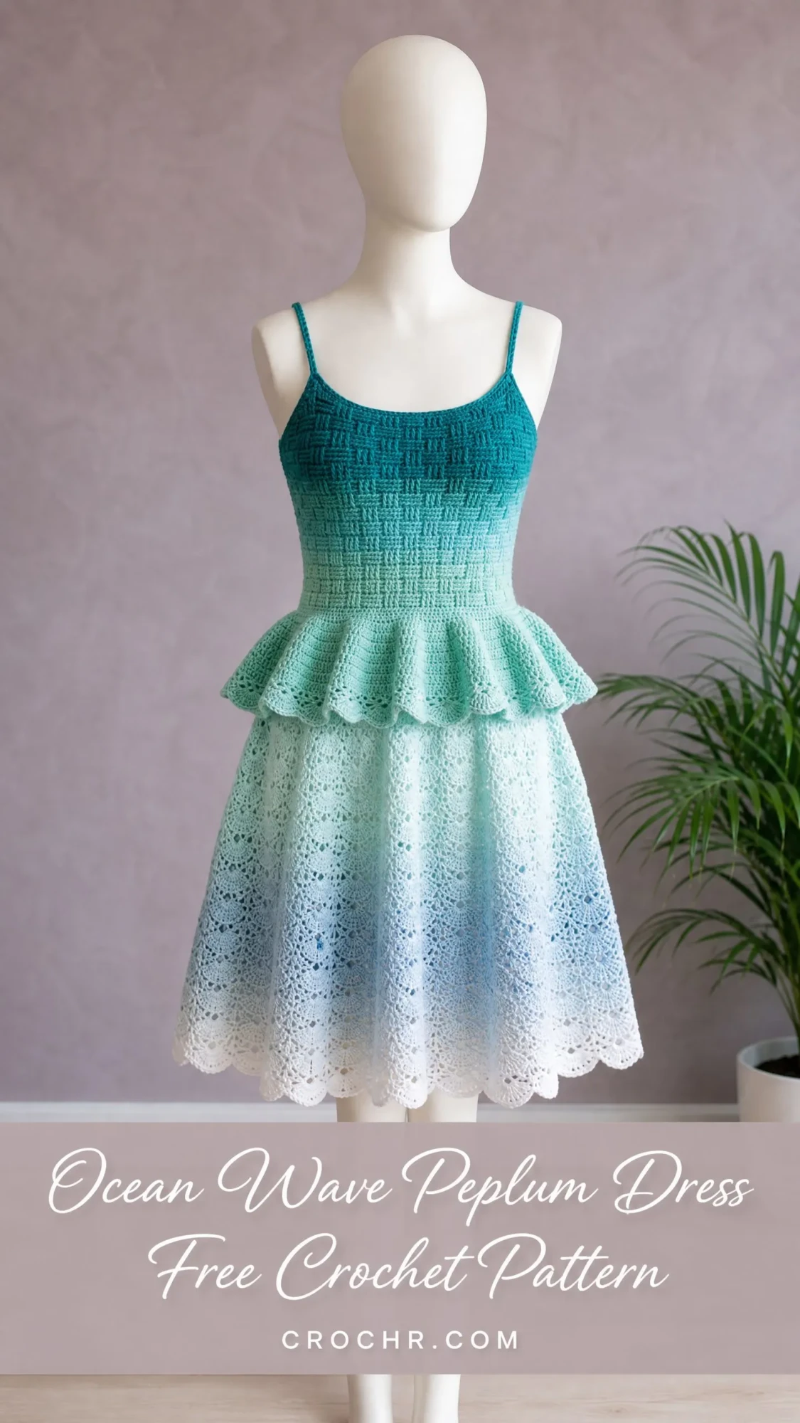 Ocean Wave Peplum Dress Free Crochet Pattern