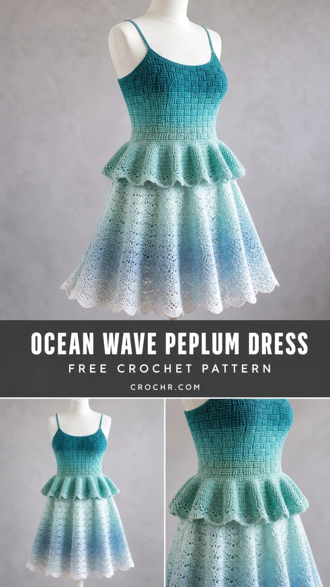 Ocean Wave Peplum Dress Free Crochet Pattern