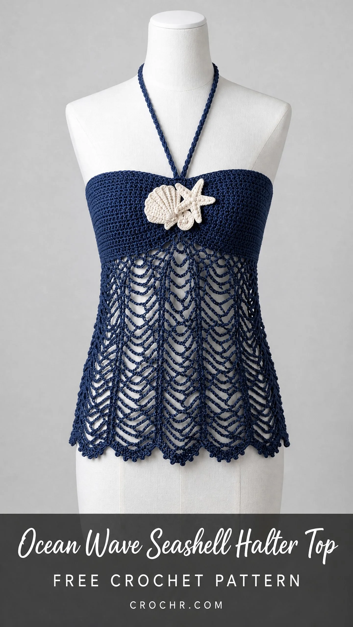 Ocean Wave Seashell Halter Top Free Crochet Pattern