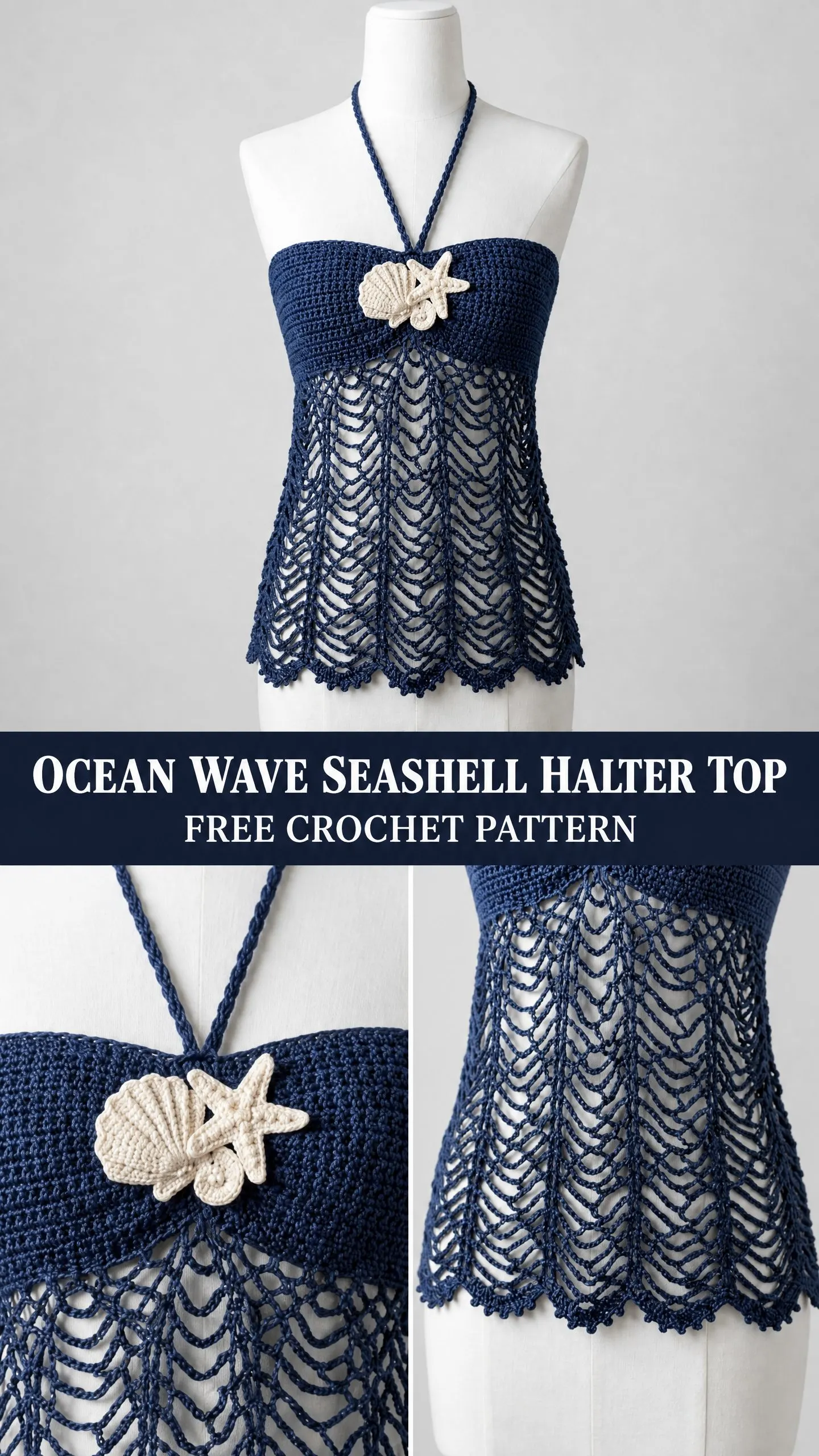 Ocean Wave Seashell Halter Top Free Crochet Pattern