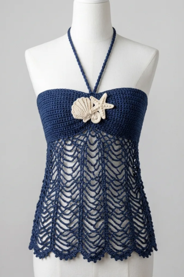 Ocean Wave Seashell Halter Top Free Crochet Pattern
