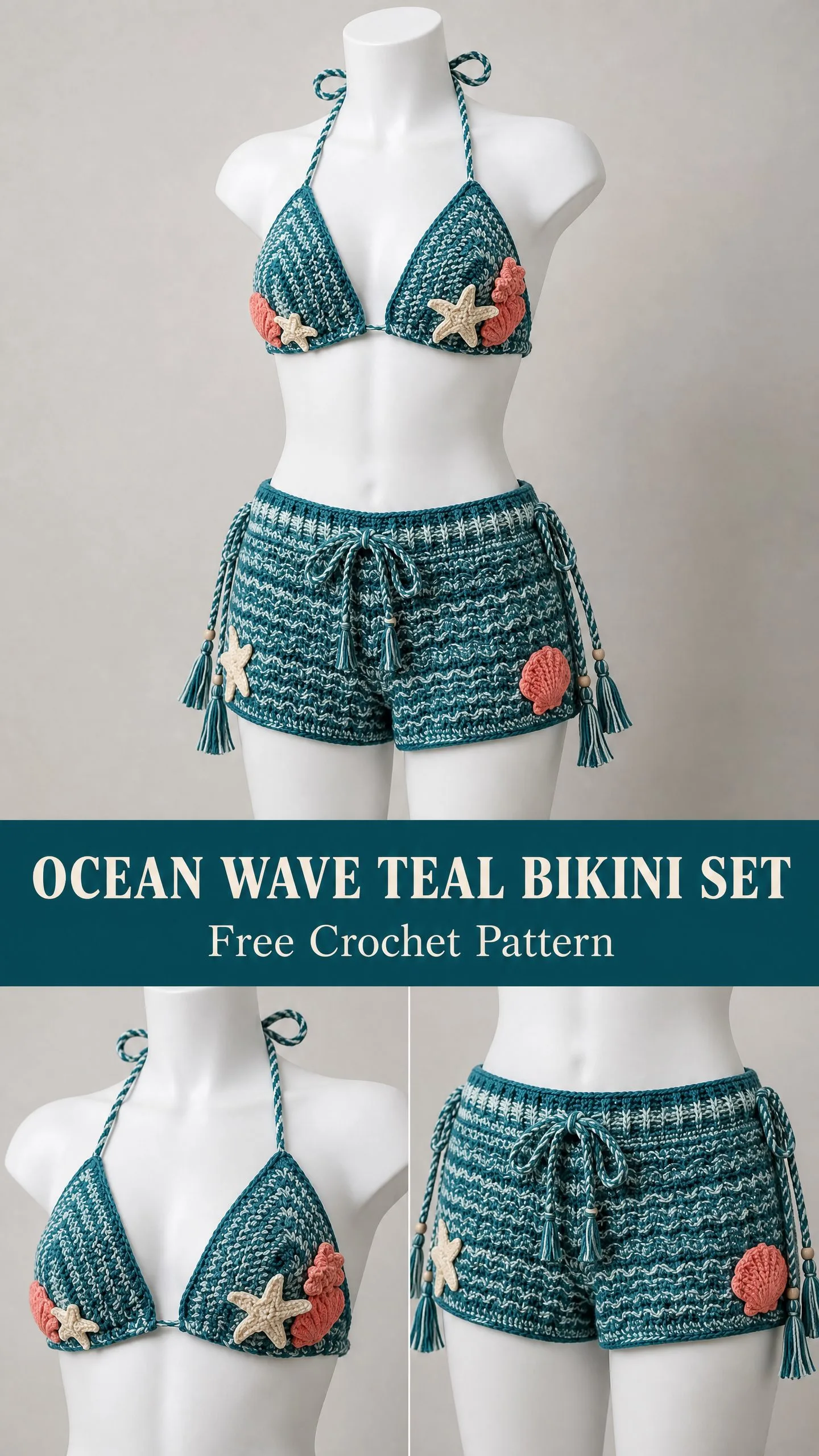 Ocean Wave Teal Bikini Set Free Crochet Pattern