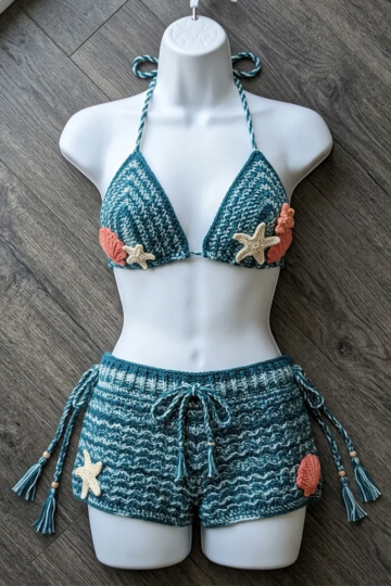 Ocean Wave Teal Bikini Set Free Crochet Pattern