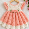 Peach Rosebud Baby Dress Crochet Pattern