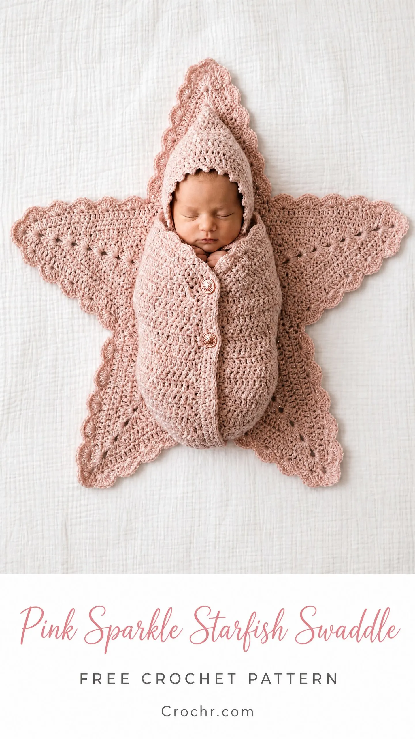 Pink Sparkle Starfish Swaddle Free Crochet Pattern