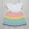 Rainbow Pastel Shell Baby Dress Free Crochet Pattern