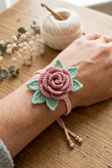 Rose Garden Bracelet Free Crochet Pattern