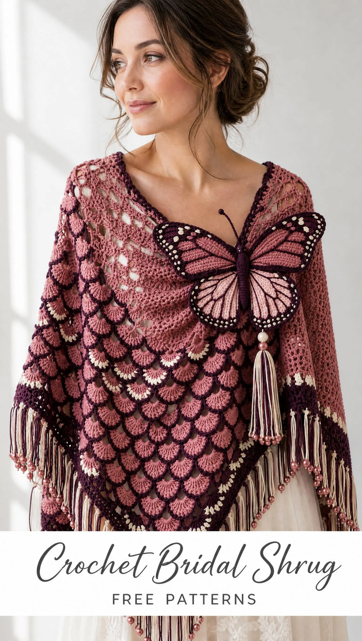 Rose Garden Butterfly Shawl Crochet Pattern