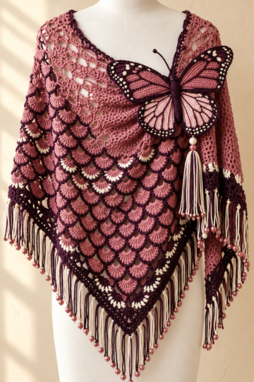Rose Garden Butterfly Shawl Crochet Pattern
