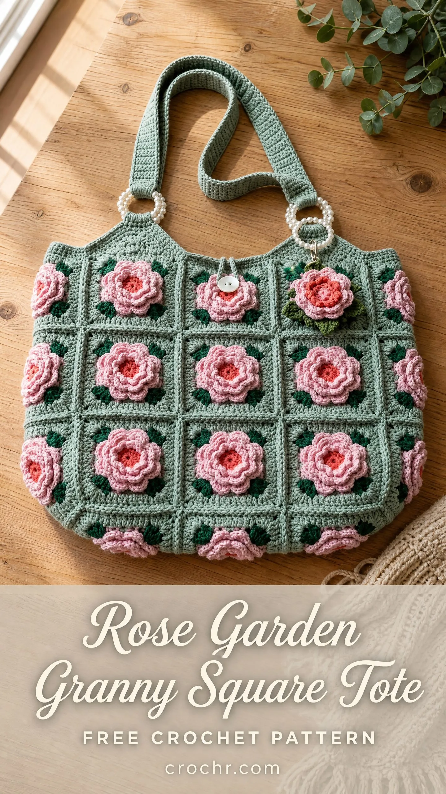 Rose Garden Granny Square Tote Free Crochet Pattern