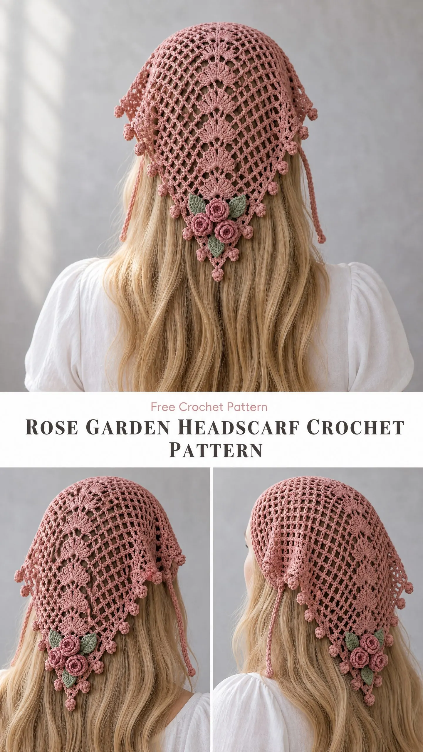 Rose Garden Headscarf Crochet Pattern