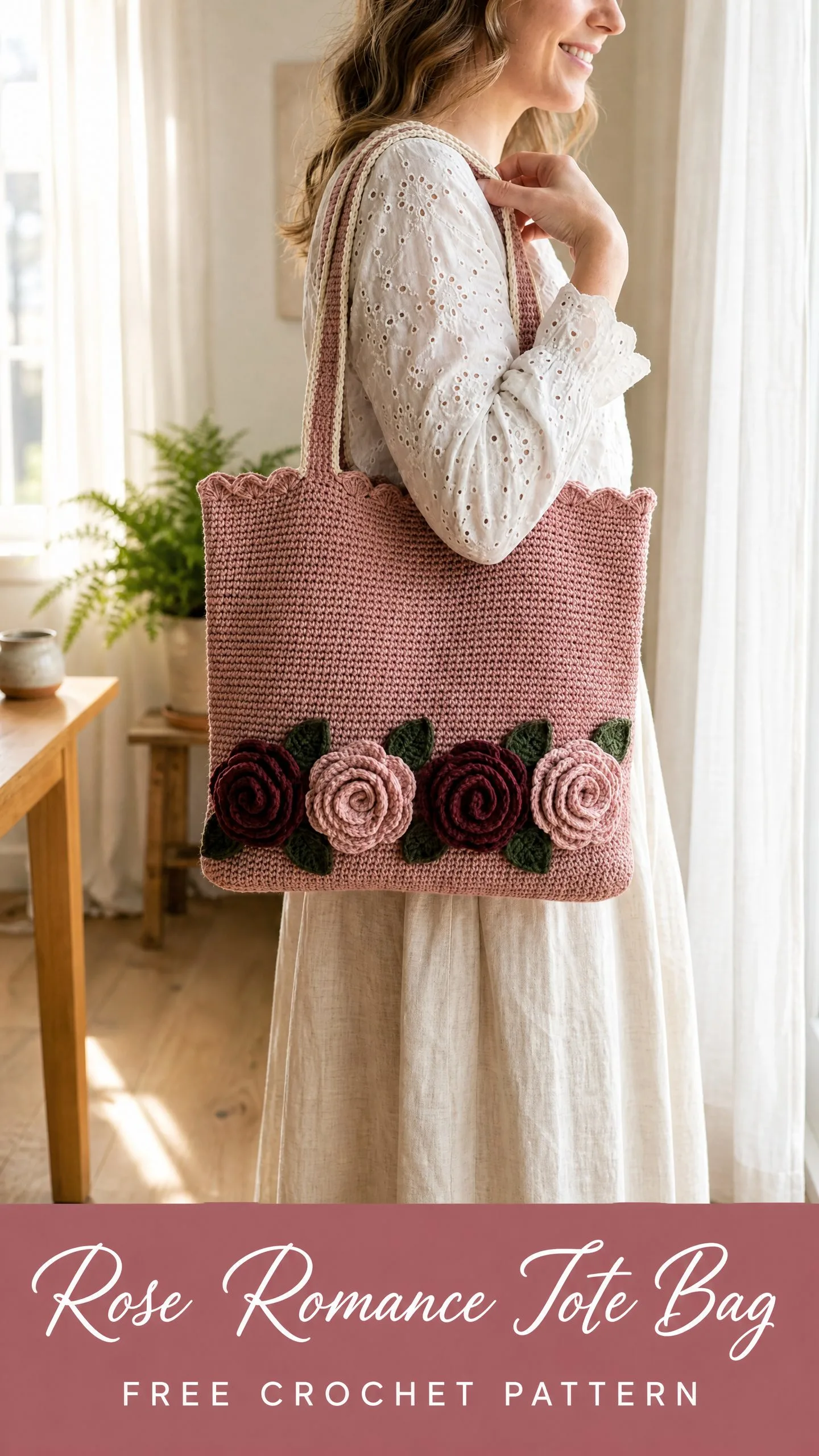 Rose Romance Tote Bag Free Crochet Pattern