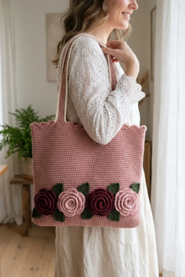Rose Romance Tote Bag Free Crochet Pattern