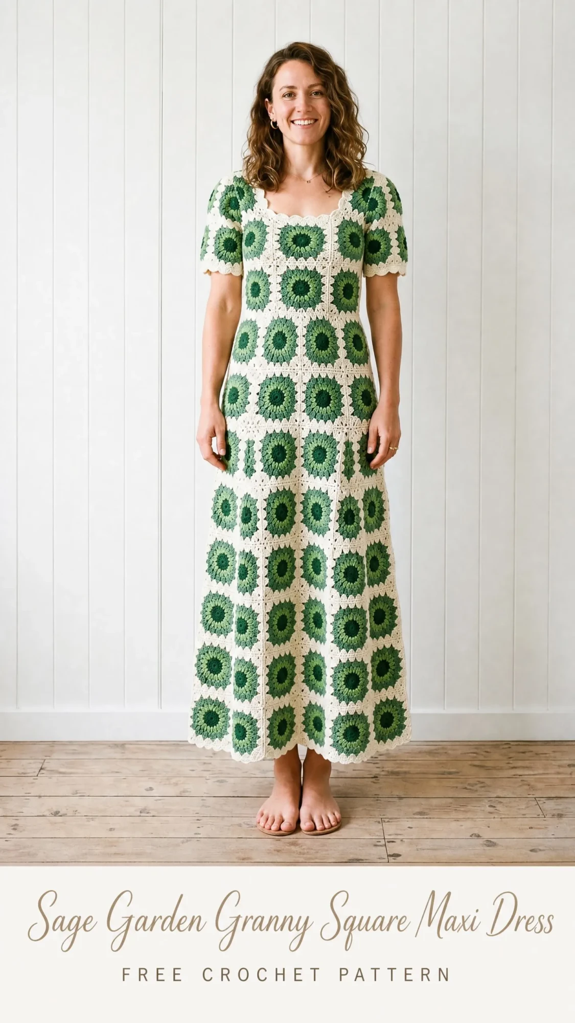 Sage Garden Granny Square Maxi Dress Free Crochet Pattern