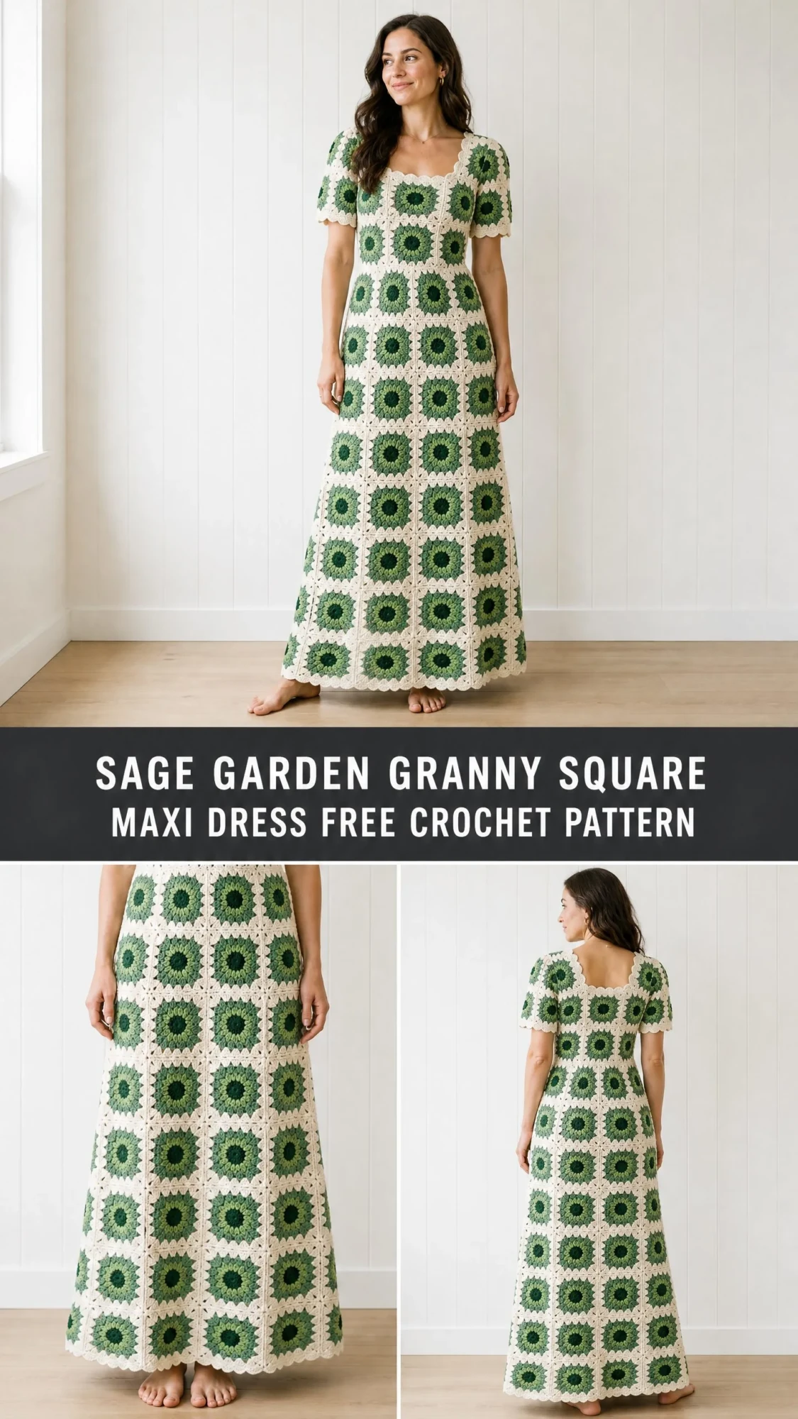 Sage Garden Granny Square Maxi Dress Free Crochet Pattern