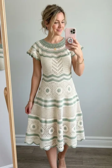Sage Green Bohemian Lace Dress Free Crochet Pattern