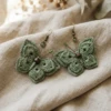 Sage Green Boho Butterfly Earrings Free Crochet Pattern