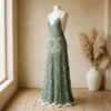 Sage Green Boho Pineapple Dress Free Crochet Pattern
