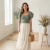 Sage Green Boho Ruffle Crochet Top Free Pattern
