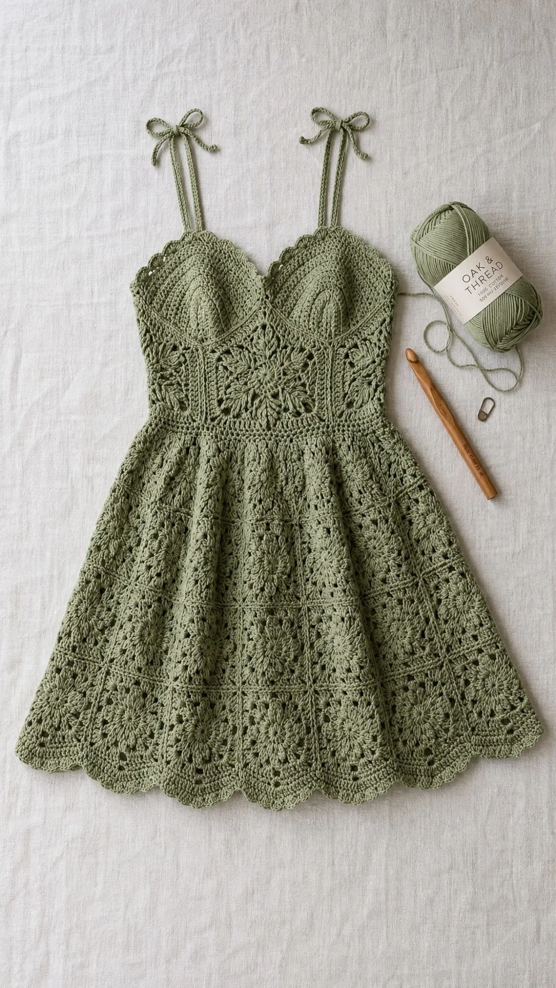 Sage Green Botanical Lace Sundress Free Pattern